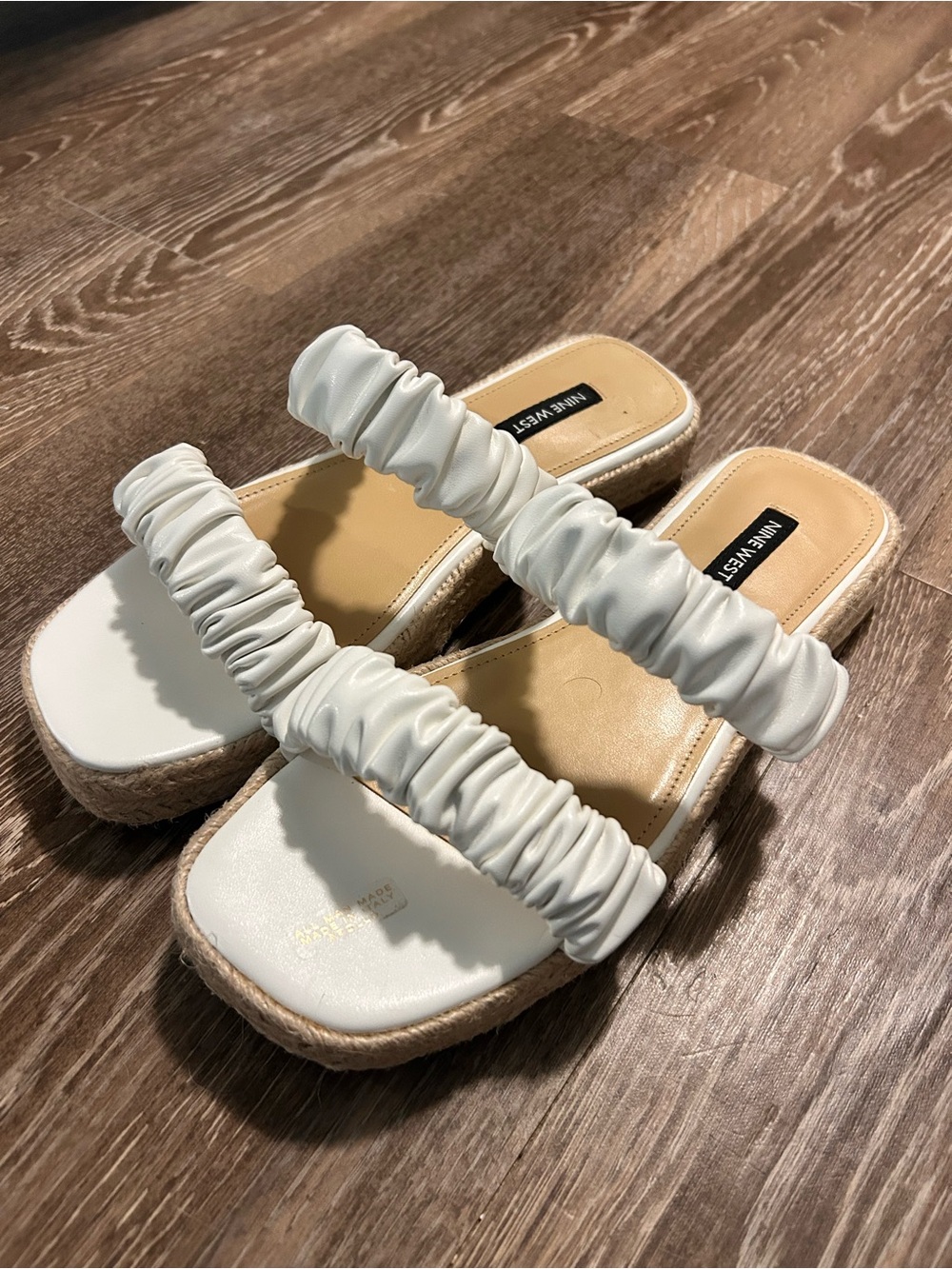 Nine West White Espadrille Sandlas